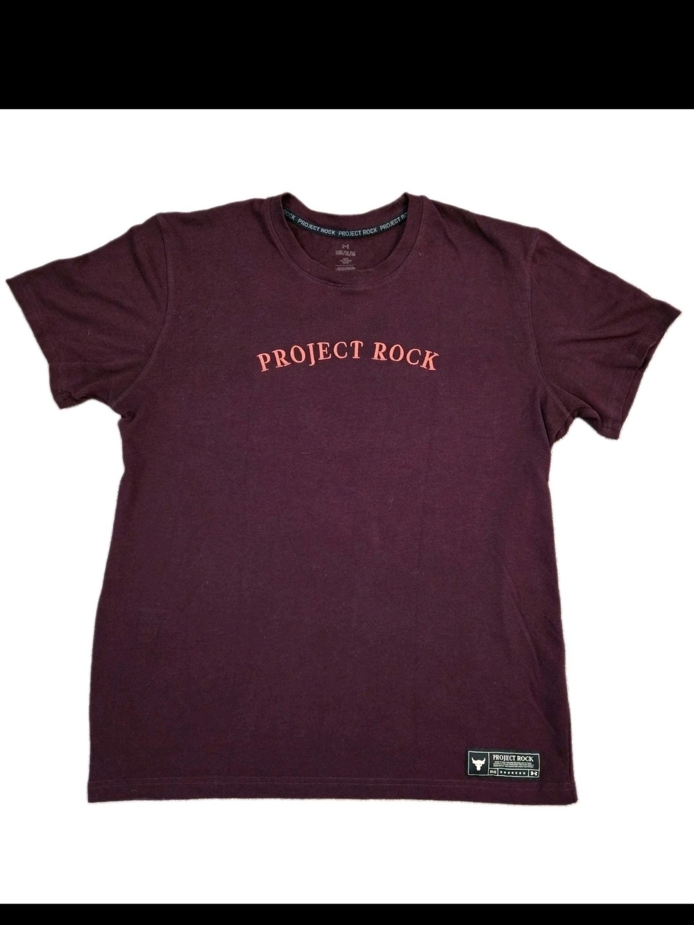 UA Project Rock Crest Heavyweight Tee Maroon M
